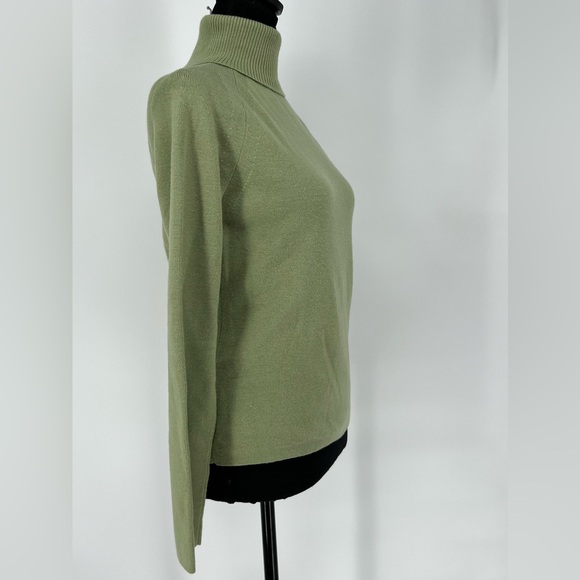 ANN TAYLOR LOFT MERINO WOOL CASHMERE ACRYLIC BLEND SAGE GREEN TURTLENECK SWEATER - Picture 7 of 10